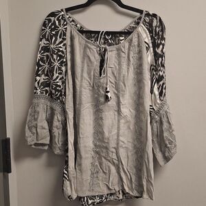 Young Threads Black & Gray Boho Blouse